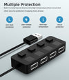 4-Port USB 2.0 Hub with Power Adapter - Expand Connectivity for Laptops, PCs, & More (UAE)