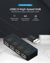 4-Port USB 2.0 Hub with Power Adapter - Expand Connectivity for Laptops, PCs, & More (UAE)