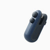 Mini handheld heat sealer with white and blue color options, featuring a cutting blade and USB charging port