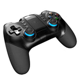 Person using a wireless controller to play a game on a mobile phone